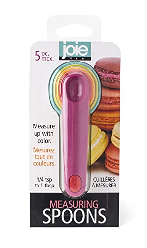  26799 Joie Measuring Spoons, Assorted Colors, Imperial And Metric Measurements, 5-Piece Set