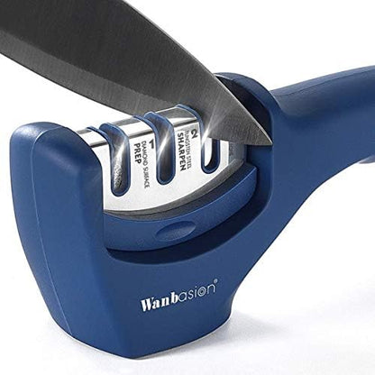  Kitchen Knife Sharpener Professional 3 Stages, Kitchen Knife Sharpener Manual Sharpening, Knife Sharpener For Kitchen Knives With Stainless Steel Ceramic Diamond Blade