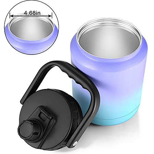  64 Oz Vacuum Insulated Water Jug,Half Gallon Stainless Steel Double Walled Water Bottle,18/8 Food-Grade Insulated Water Bottle ,Travel Drinking Water Flask-Cotton Candy