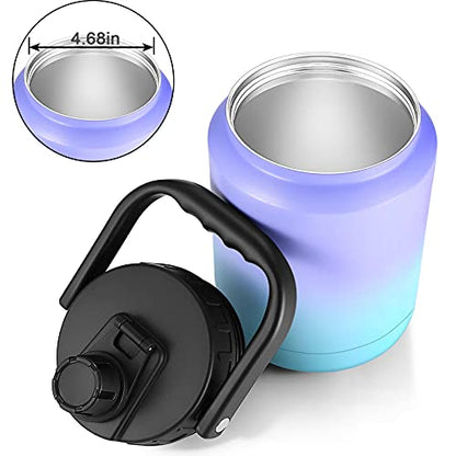  64 Oz Vacuum Insulated Water Jug,Half Gallon Stainless Steel Double Walled Water Bottle,18/8 Food-Grade Insulated Water Bottle ,Travel Drinking Water Flask-Cotton Candy