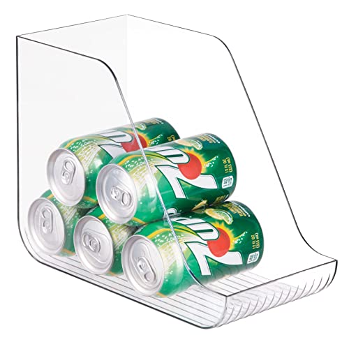  MDesign Plastic Kitchen Storage Organizer Container Bins For Pantry, Fridge, Freezer Organization - Holds Canned Food, Soup Can, Soda Water Bottle - Ligne Collection, 8 Pack - Clear