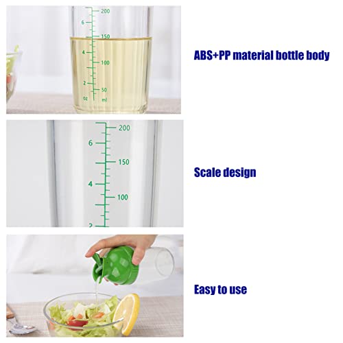  Salad Dressing Shaker For Mixing Ranch And Sauce, One Hand Leak Proof Spout Lid For Pouring And Measurement Marks With Good Grip Rubber, Italian Dressing Shaker Oil And Vinegar (Green)