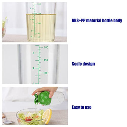  Salad Dressing Shaker For Mixing Ranch And Sauce, One Hand Leak Proof Spout Lid For Pouring And Measurement Marks With Good Grip Rubber, Italian Dressing Shaker Oil And Vinegar (Green)