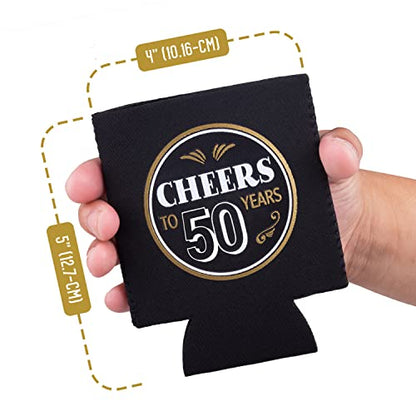  50th Birthday Can Coolers (12 Pack) - Cheers To 50 Years , Happy 50th Birthday Decorations For Men , Over The Hill Party Supplies 50th Birthday Party Favors For Guests , 50 Year Old