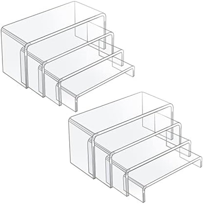  8 Pcs Acrylic Risers For Display, 9” Clear Acrylic Riser Stands, Acrylic Display Risers For Show Funko Pop Figures, Cupcake, Jewelry, Candle, Toys, Perfume And More