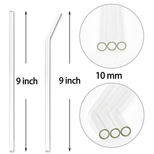  Reusable Glass Straws Assortment, 9 Inches, Eco Friendly With Brush (16 Pack Clear)