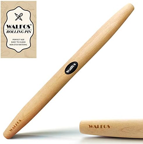  ALFOS French Rolling Pin Dough Roller For Baking Pizza Dough, Pie And Cookie Beech Wood Rolling Pin（15.7 Inch）