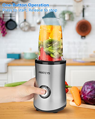  Mini Personal Blender With Button,Professional Kitchen Blender For Smoothies And Shakes,17oz Portable Smoothie Blender,Easy Cleaning&Operation,Height 12 Inch Suitable For Travel Carrying Or Storage