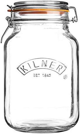 Kilner 0025.512 Square Glass Clip Top Preservation Jar, 1.5L, Transparent