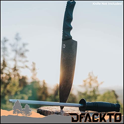  Premium Rugged 8 Inch Honing Steel For Kitchen And Camping, Stainless Steel, G10 Handles, Black, Cutlery, Tactical Knife Sharpener