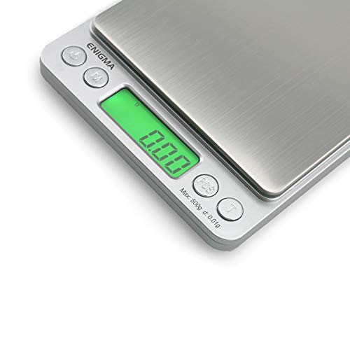  Enigma Digital Coffee Scale - (500g X 0.01g Silver) Digital Food Scale - Coffee Weight Scale - High Precision Scale - Automatic Counting Scale - Digital Kitchen Scale - Espresso Scale