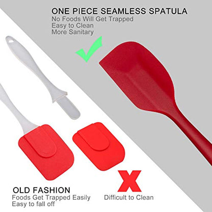  Omefavor 3-piece Silicone Spatula Set Heat-Resistance Baking Rubber Spatulas BPA Free Red