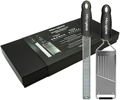 Microplane Kitchen Grater Set (Zester & Vegetable Slicer) For Parmesan, Citrus Fruits, Nutmeg, Potatoes, Zucchini And Cucumber With Stainless Steel Blade