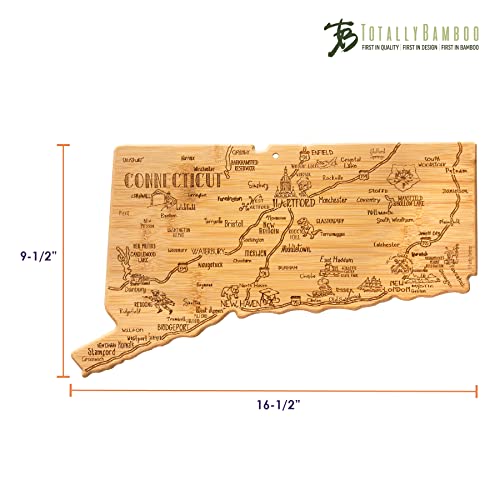  Destination Connecticut State Shaped Serving And Cutting Board, Includes Hang Tie For Wall Display