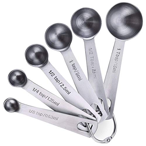  Measuring Spoons Stainless Steel Small Tablespoon Accurate Kitchen Measuring Spoons 1/2 Tablespoon And 1/8 Teaspoon Metal Measuring Spoon For Dry And Liquid Ingredients, Set Of 6.