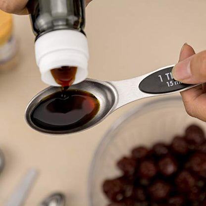  Measuring Spoons 18/8 Stainless Steel Measuring Spoons Set Of 7 Piece With 1 Leveler Dry And Liquid Ingredients (Dual Sided)