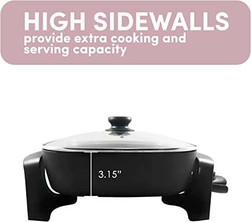  Nstick Extra Deep Electric Skillet - With Glass Vented Lid, Serves 4 To 6 People (7.5Qt.)