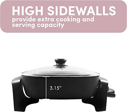  Nstick Extra Deep Electric Skillet - With Glass Vented Lid, Serves 4 To 6 People (7.5Qt.)