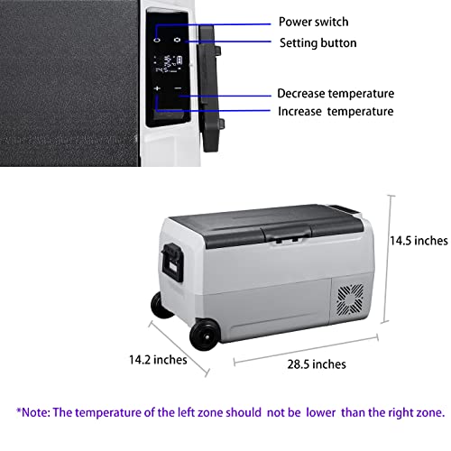  Dual Zone 38 Quart Portable Car Fridge (-4°F To 68°F) 12 Volt Freezer Refrigerator For Vehicle, Home, Outdoor