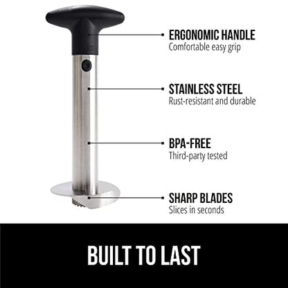  Pineapple Corer, Easy To Use BPA Free Peeler, Rust Resistant Reinforced Stainless Steel Sharp Blades, Fruit Slicer Tool, Detachable Handle, Kitchen Essentials, Core Twist Remover, Black
