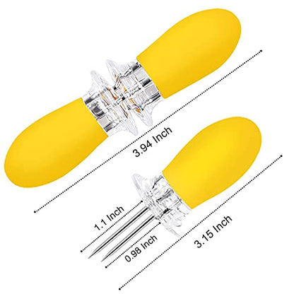  18 Pcs Stainless Steel Corn Cob Holders With Silicone Handle & Convenient Butter Spreading Tool