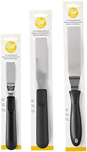  Wilton Spatula Set Cake Decorating Supplies – Set Of 3 Offset Spatula Cake Decorating Tools – Stainless Steel Blade Spatulas For Kitchen Use – Frosting Spatula For Cookie Icing, Cupcakes, Fondant