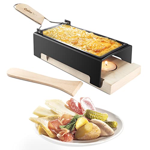  Heese Raclette W Foldable Handle- Candlelight Cheese Melter Pan W Spatula And 3 Tea Light Candles - Melts In Under 4 Minutes, Small Portable, Great For Dinner Parties, Appetizers, Housewarming Gift