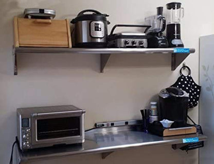  Metal Shelf | Stainless Steel Wall Mount NSF Shelving For Commercial Restaurant, Kitchen, Laundry Room, Food Truck