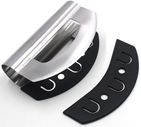  Mezzaluna Salad Chopper - Stainless Steel Rocker Knife For Lettuce & Vegetables W/Blade Covers﻿