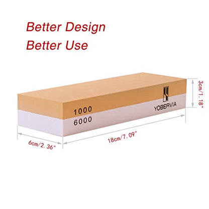  Knife Sharpening Stone, 2-Sided Whetstone With Non-Slip Base, Best Kitchen Blade Sharpener, Grit 1000/6000 Waterstone