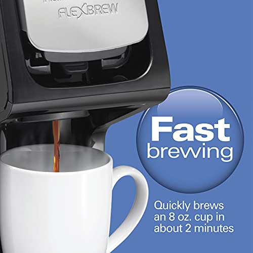 Hamilton Beach 49900 FlexBrew Single-Serve Coffee Maker Compatible With Pod Packs And Grounds, 8 Ounces, Black-Fast Brewing