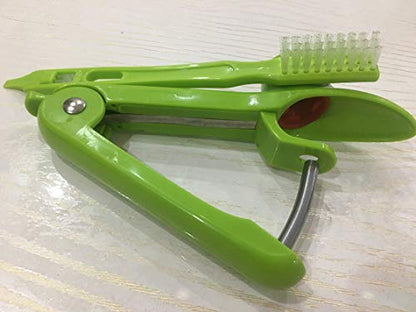  Cherry Pitter Tool, Cherry Corer Seed Remover Heavy-Duty Space-Saving Lock With Multipurpose Cleaning Brush For Make Fresh Cherry Dishes, Cherries Pie,Jam Cocktail (Green,2 PCS)