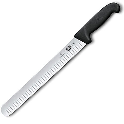Victorinox -Swiss-Army- 47645 Cutlery Fibrox Pro Slicing Knife, Granton Blade, Black, 12-Inch