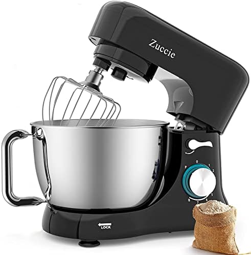  Stand Mixer, Zuccie 4.5L Mixers Kitchen Electric Stand Mixer, 380W Motor Power Food Mixer, 8+P-Speed Dough Mixer With Dough Hook, Wire Whip & Beater, Black