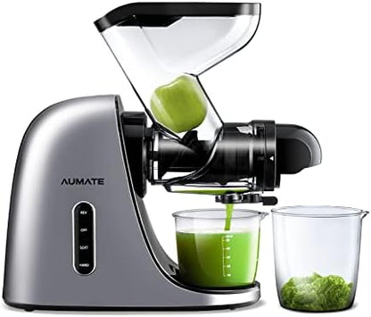  AUMATE Fretta Cold Press Juicer Extractor, 3" Wide Feed Chute Slow Masticating Juicer Machines, Juice Maker, Juice Squeezer, Juicer Machines Vegetable And Fruit,Juice Recipes Included(Black)