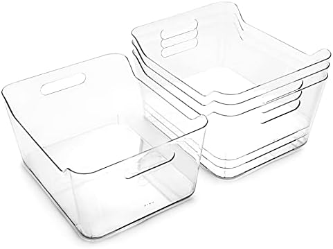  | Plastic Organizer Bins, Large - 4 Pack | The SOHO Collection | Multi-Use Organizer Bins | Pantry Organizer & Freezer Organizer Bins | Plastic Storage Containers | Bins For Home & Kitchen Org