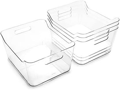  | Plastic Organizer Bins, Large - 4 Pack | The SOHO Collection | Multi-Use Organizer Bins | Pantry Organizer & Freezer Organizer Bins | Plastic Storage Containers | Bins For Home & Kitchen Org