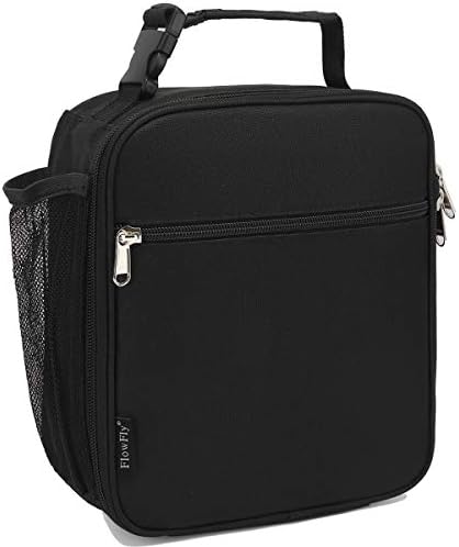  FlowFly Kids Lunch Box Insulated Soft Bag Mini Cooler Back To School Thermal Meal Tote Kit For Girls, Boys, Black