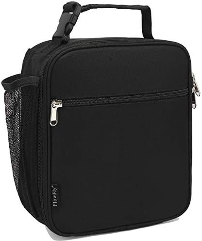  FlowFly Kids Lunch Box Insulated Soft Bag Mini Cooler Back To School Thermal Meal Tote Kit For Girls, Boys, Black