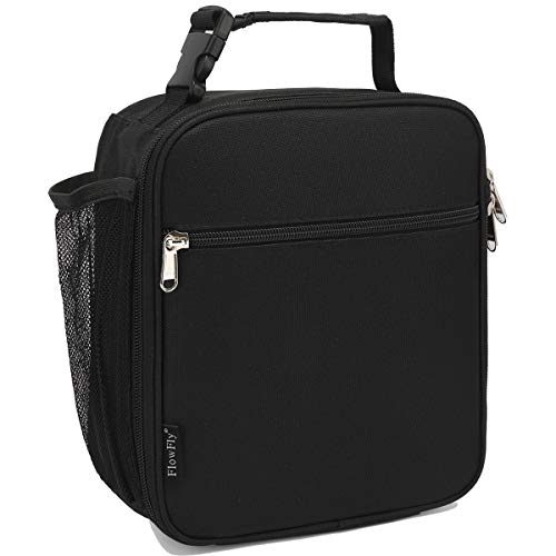  FlowFly Kids Lunch Box Insulated Soft Bag Mini Cooler Back To School Thermal Meal Tote Kit For Girls, Boys, Black