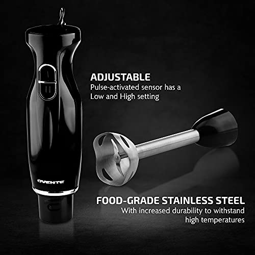  Vente Electric Immersion Hand Blender 300 Watt 2 Mixing Speed With Stainless Steel Blades, Powerful Portable Easy Control Grip Stick Mixer Perfect For Smoothies, Puree Baby Food & Soup, Black HS560B