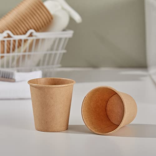  400 Pack 3 OZ Paper Cups, Disposable Bathroom Cups, Small Mouthwash Cups, Hot/Cold Beverage Drinking Mini Cup For Party, Wedding Christmas（Kraft）