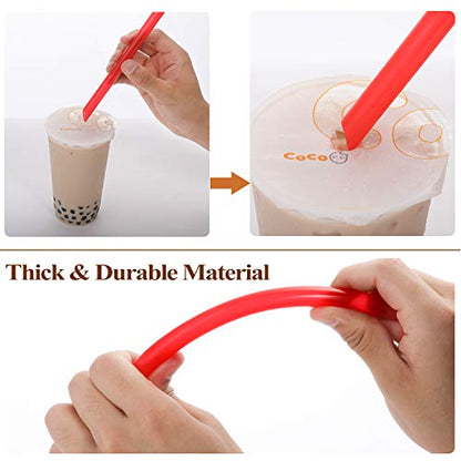  [Angled Tips] 8 Pcs Reusable Boba Straws & Smoothie Straws - Multi Colors Jumbo Wide Reusable Straws, BPA FREE Food-Grade Plastic Straws For Bubble Tea(Tapioca, Boba Pearls), Milkshakes With 2 Brushes