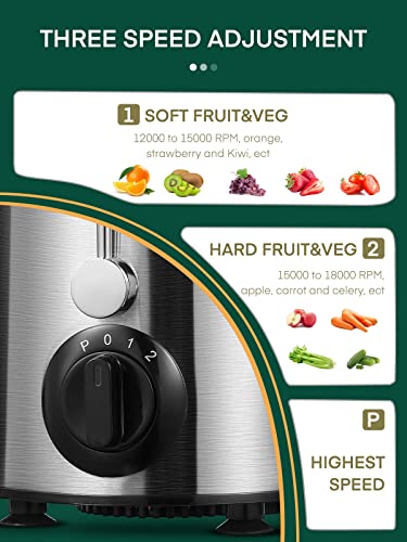  Juicer Machines Vegetable And Fruit With 3-Speed Setting, Upgraded Version 400W Motor