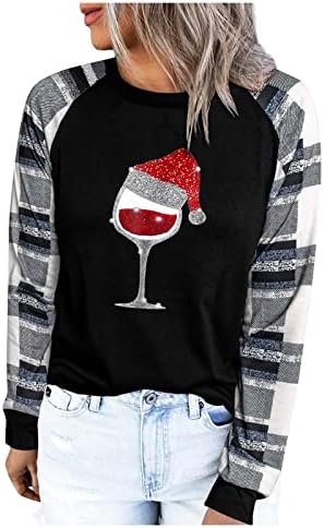  Womens Crewneck Sweatshirt Cute Plus Size Sweatshirts Long Sleeve Crew Neck Christmas Print Pullover Top Fall Clothes