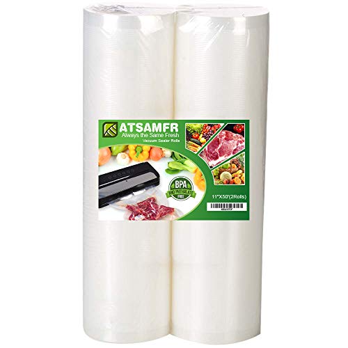  11x50 Rolls 2 Pack Vacuum Sealer Bags Rolls With BPA Free,Heavy Duty,Great For Vac Storage Or Sous Vide Cooking