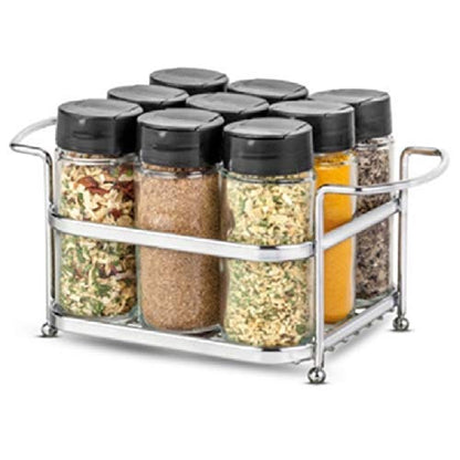  PASSERINI Spice Rack Organizer With 09 Spice Jars, Countertop, Pantry, Cupboard Or Door & Wall Mount - 09 Glass Jars, 3,40 Oz