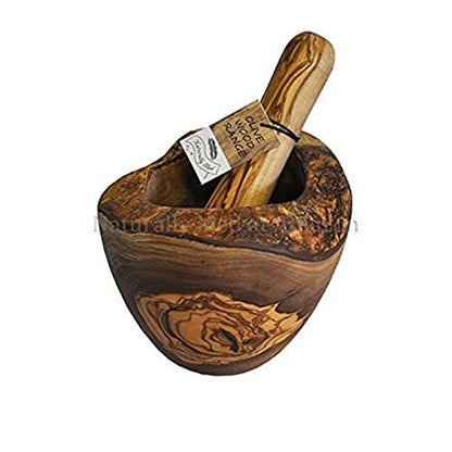  Olive Wood Rustic Mortar And Pestle