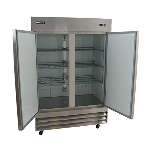  EakCold 2 Door Commercial Stainless Steel Freezer, White Interior; 47 Cubic Ft, 54" Wide