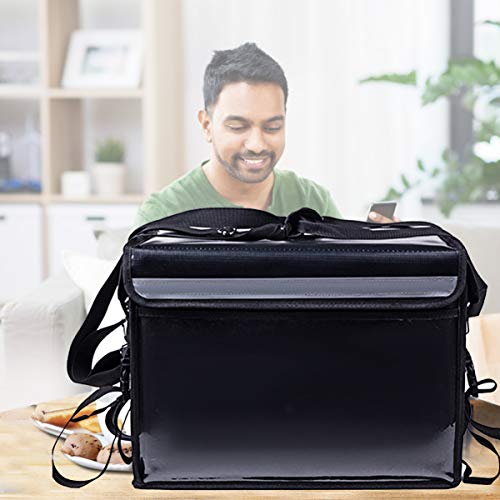  Insulated Food Delivery Bag Waterproof Portable Insulated Grocery Tote Food Warmer Bag Takeaway Box For Restaurant Delivery Grocery Shopping (Black)